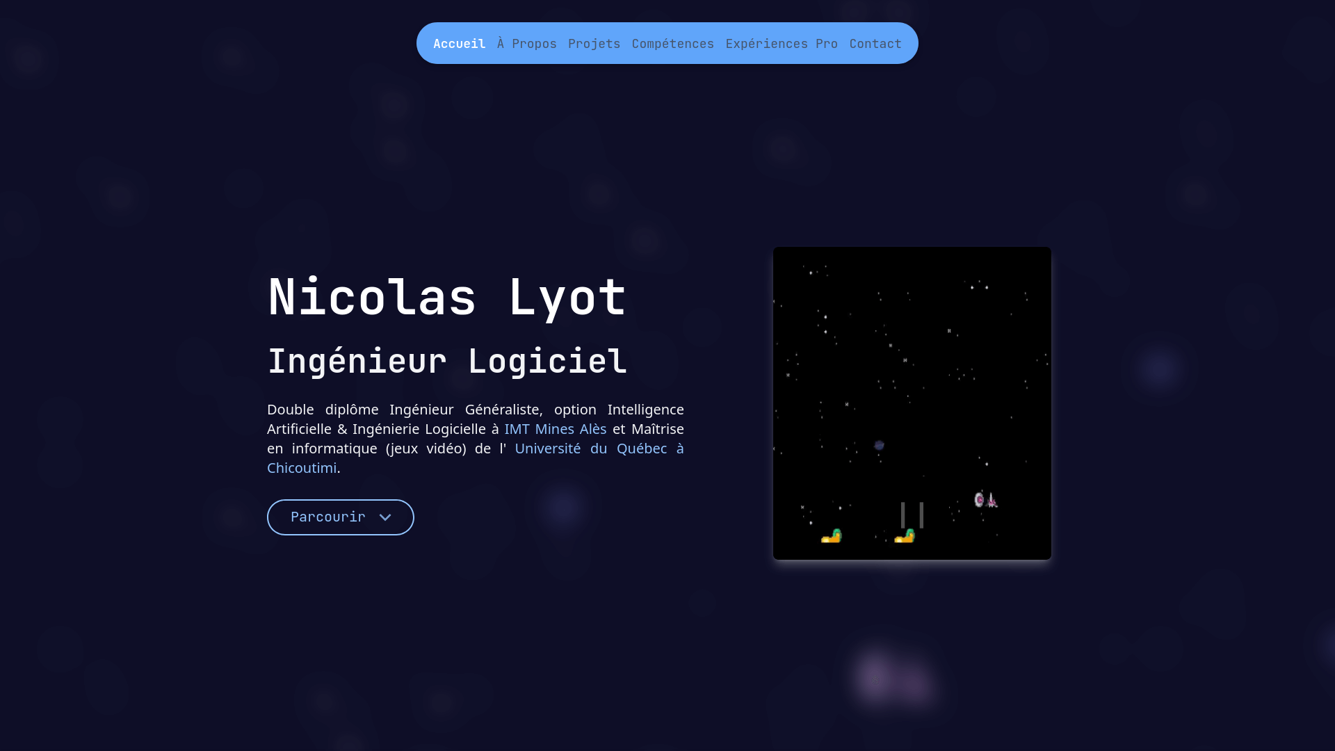 Screenshot du site web 'Nicolas Lyot - Portfolio'